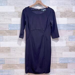 Antonio Melani 3/4 Sleeve Ponte Stretch Sheath Dress Black Career Work Womens 6